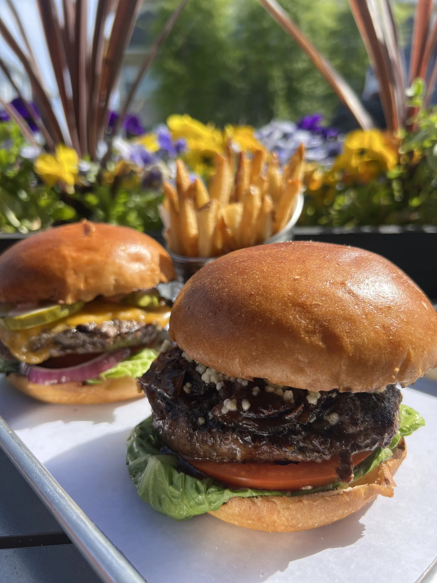Burgers and fries at Little G